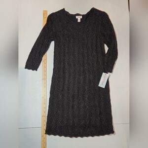 Cat & Jack Black Crocheted Sweater Dress